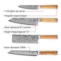 Sumisu Knives 4 pieces Wood Cuisine Chef USP