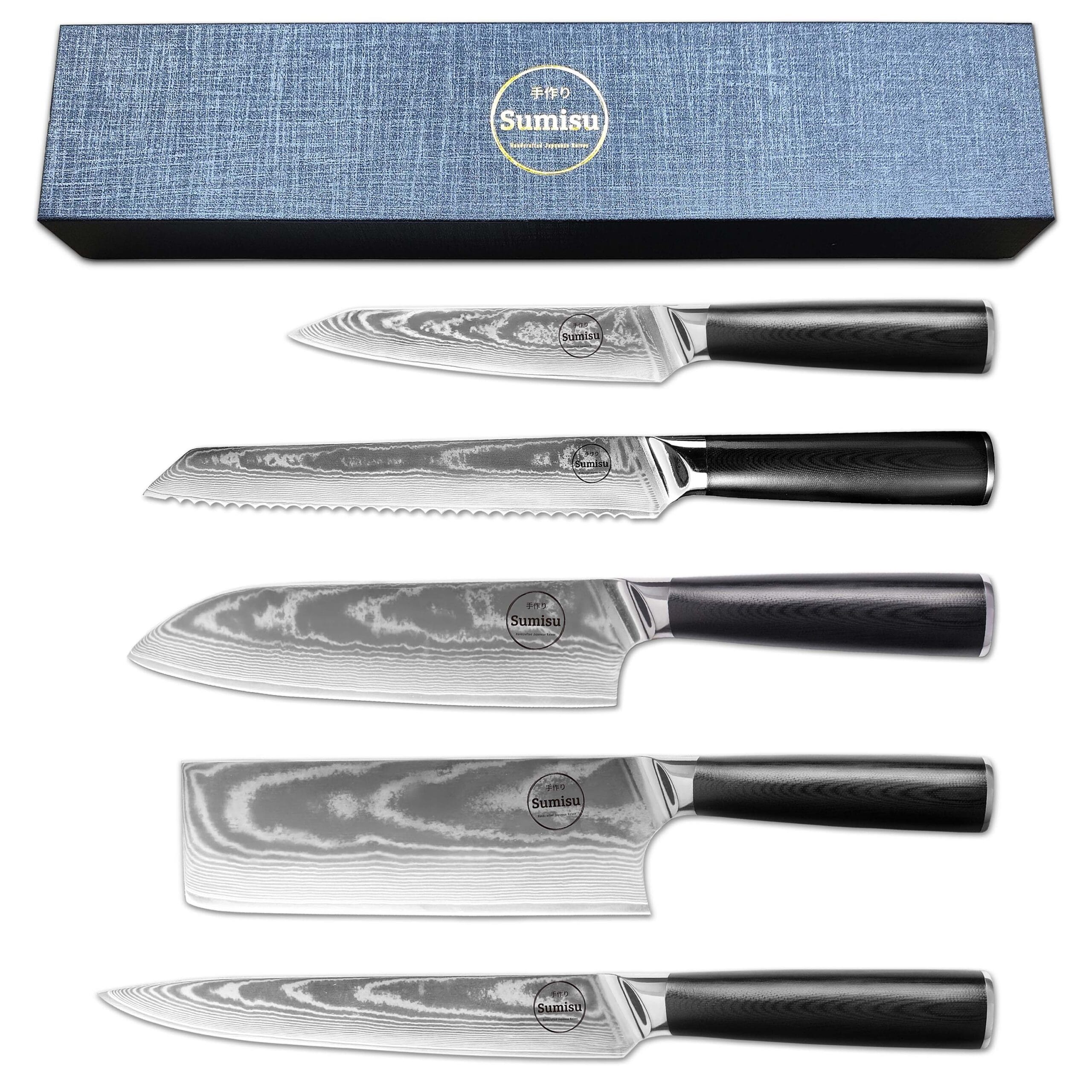 Sumisu Knives 5 pieces Black avec couteau a pain avec emballage