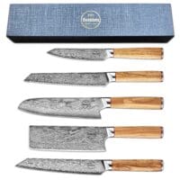 Sumisu Knives 5 pieces Wood avec couteau a pain avec emballage